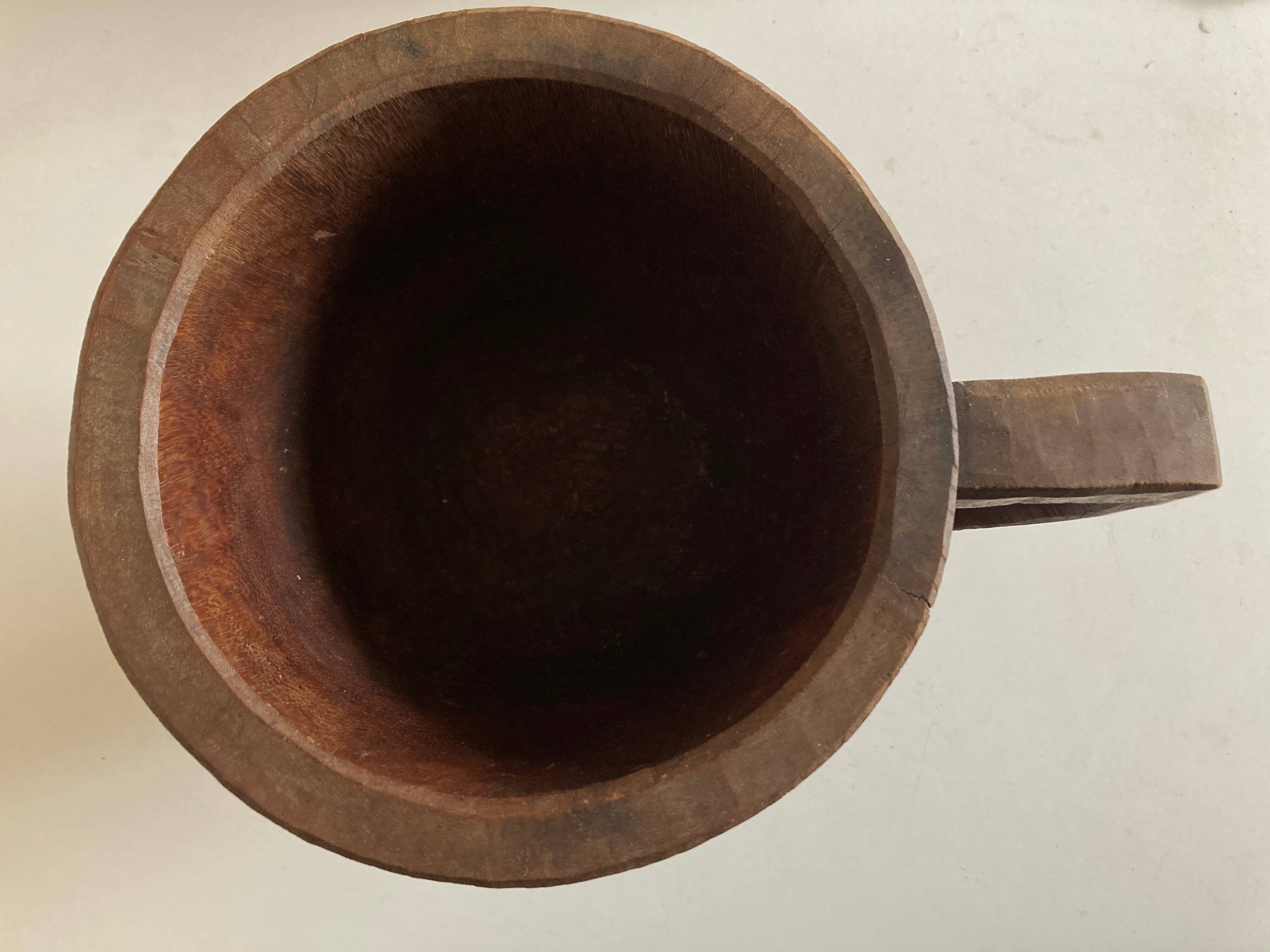 Midcentury Cubist XXXL Cup in West African Monoxyl Wood