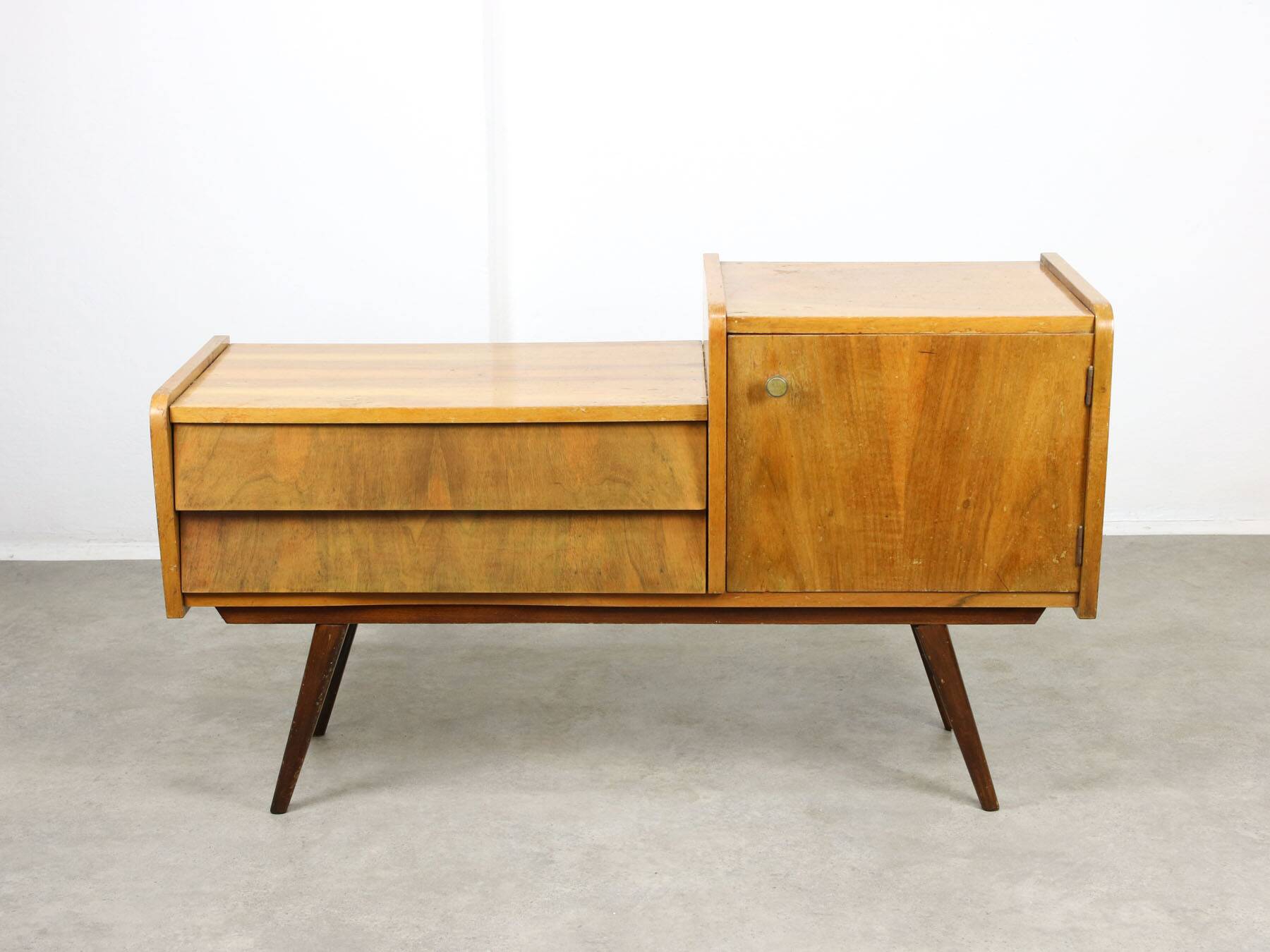 Mid-century Italian Wood and Brass Sideboard, 50s