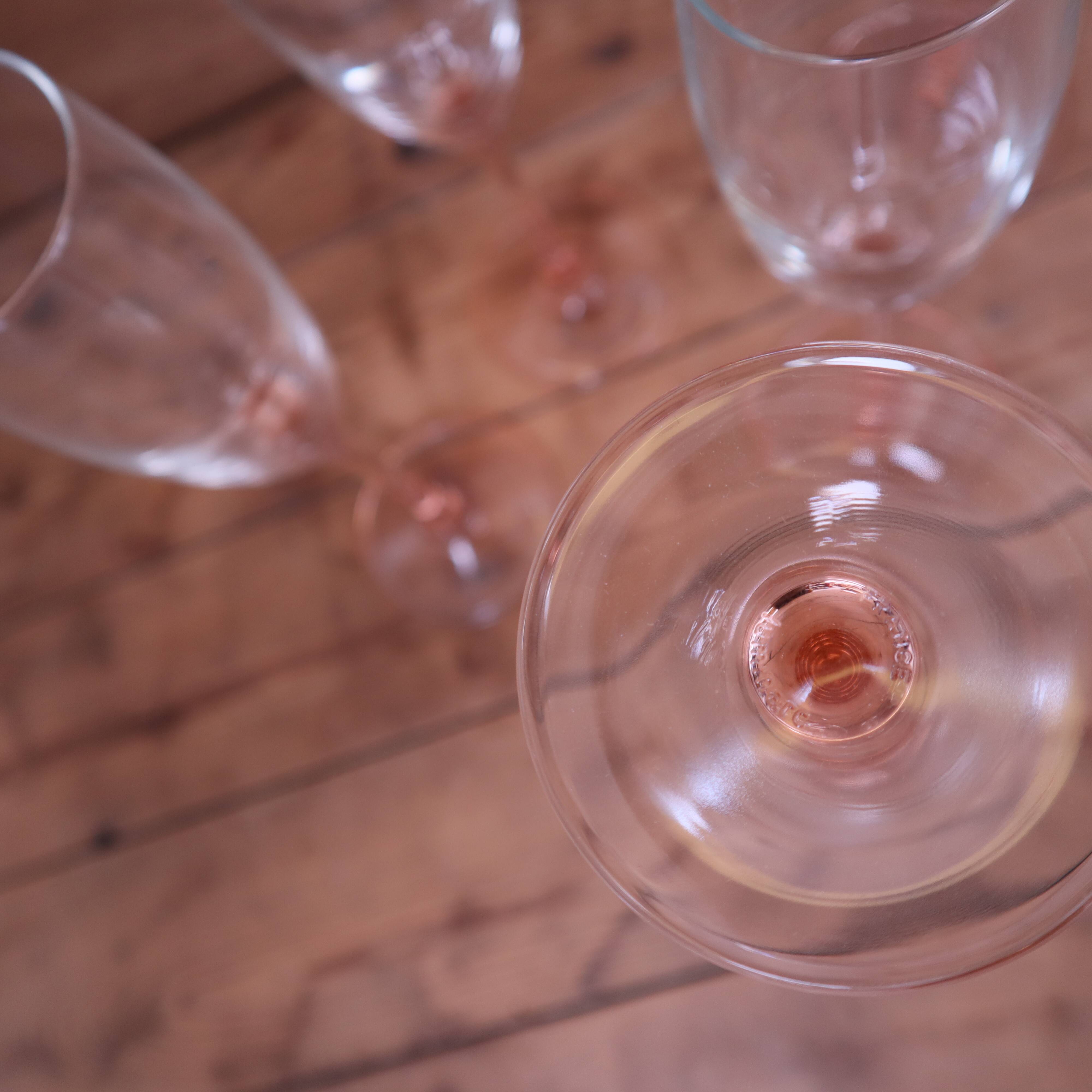 Champagne glasses Arcoroc Luminarc France pink stem