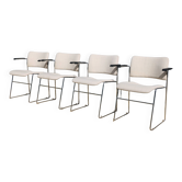 4 fauteuils DAVID ROWLAND blanc chiné