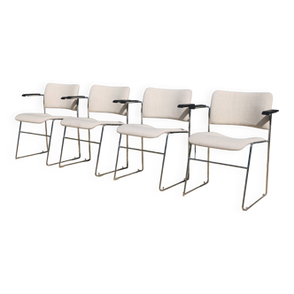4 DAVID ROWLAND armchairs in mottled white