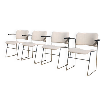 4 DAVID ROWLAND armchairs in mottled white