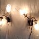 Double wall lights in gold metal and glass tulip - 60s/70s