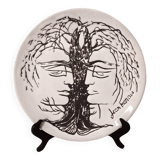 Vallauris ceramic plate, drawing by Jean Marais, 1970s