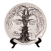 Vallauris ceramic plate, drawing by Jean Marais, 1970s