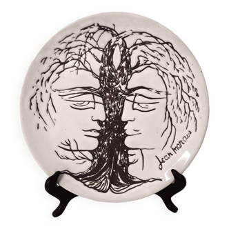 Vallauris ceramic plate, drawing by Jean Marais, 1970s