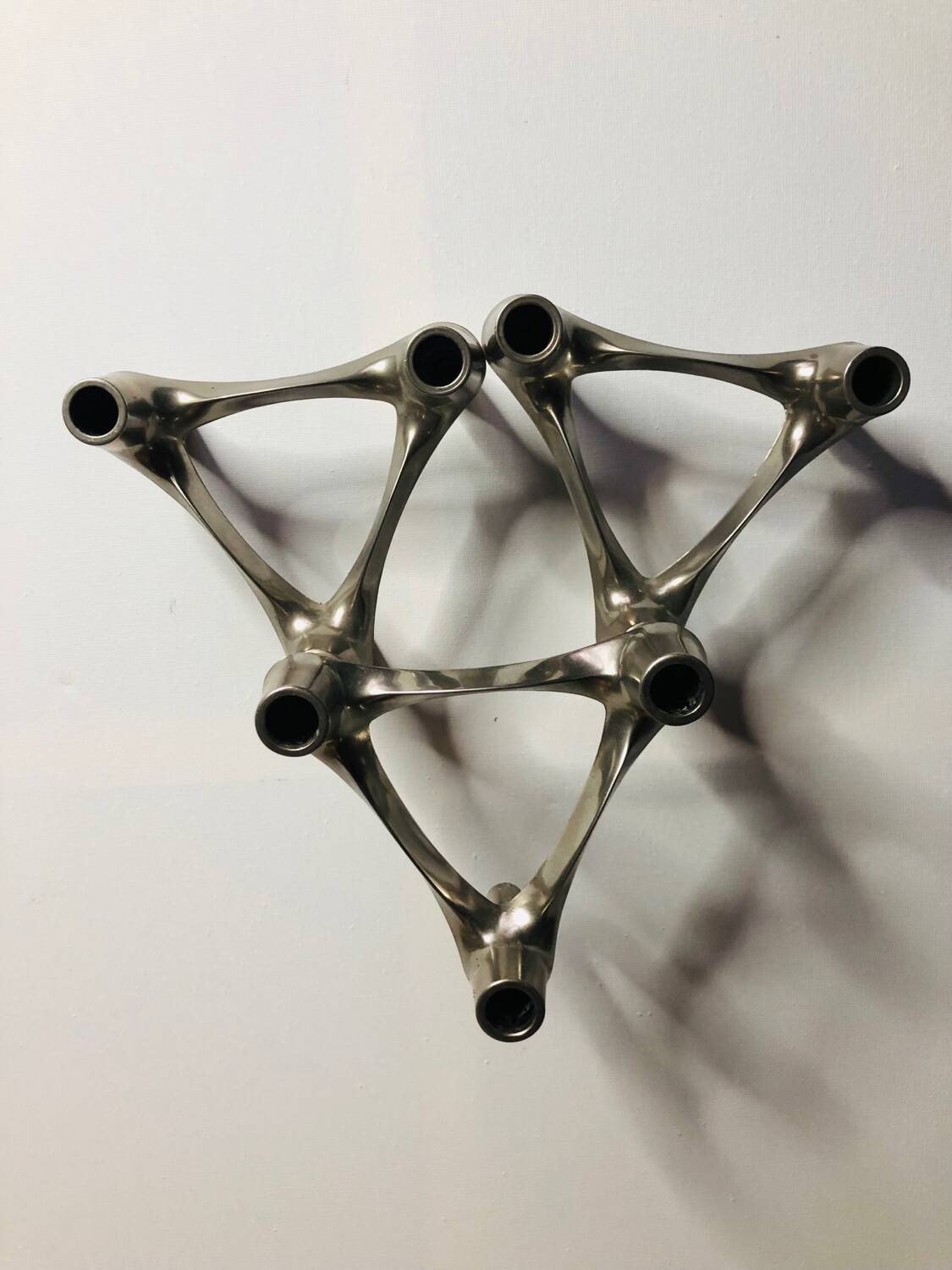 Chrome metal candle holders. Set of 3.
