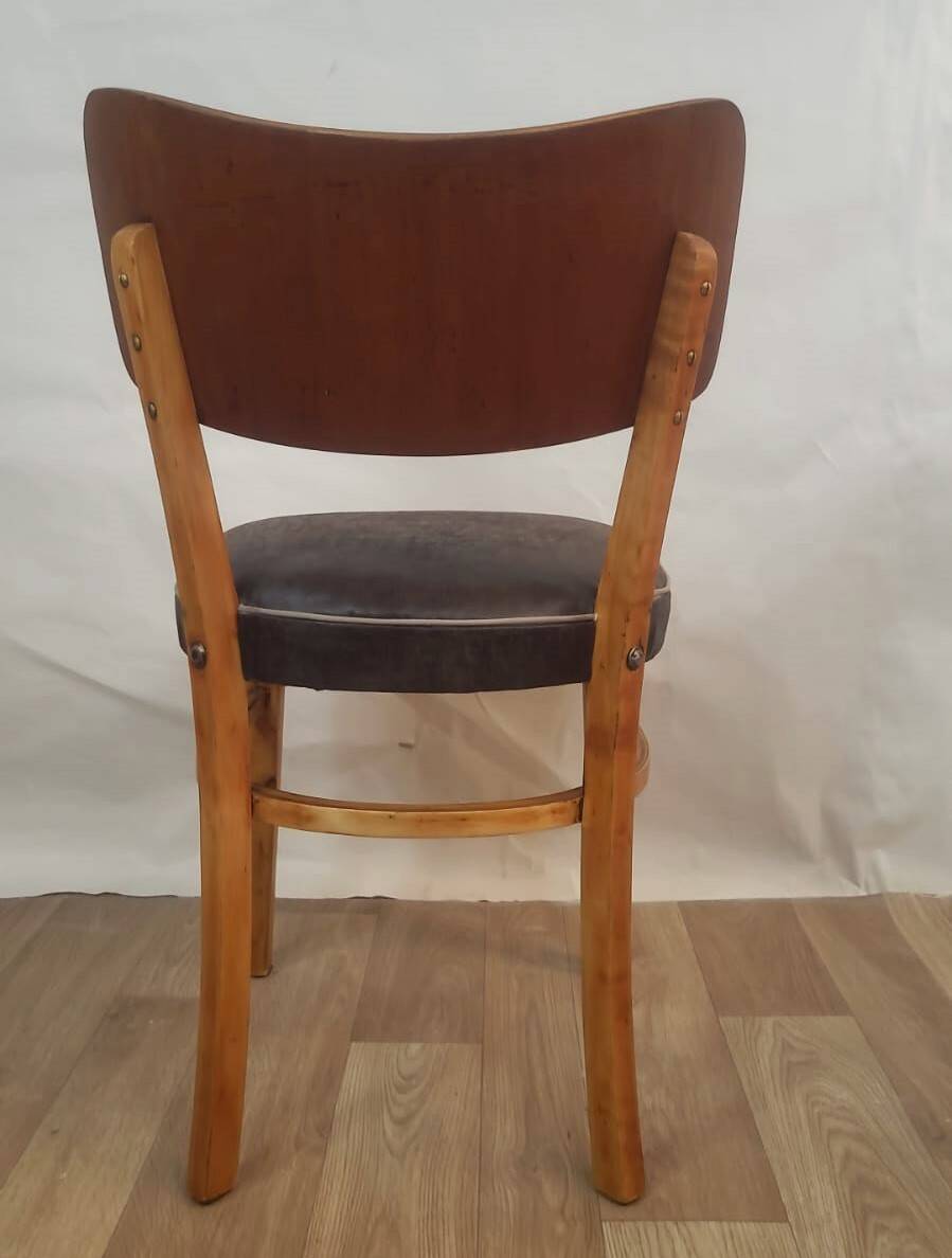 Vintage wooden and leather chair – 1950s