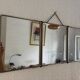 Miroir triptyque de barbier en simili cuir bleu, 1950