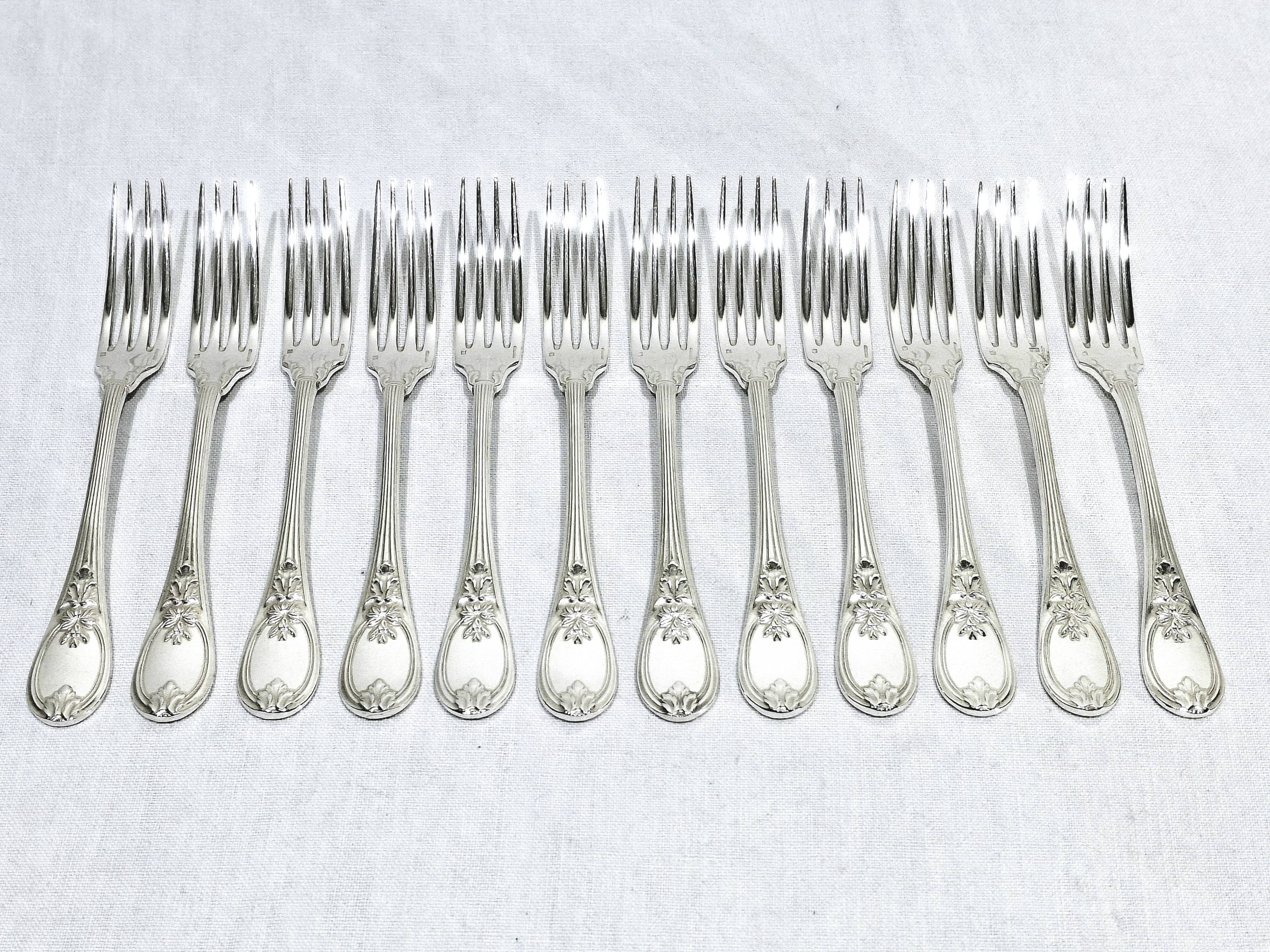 Christofle Cutlery Set - Trianon Model - 155 Pieces, Silver-Plated Metal