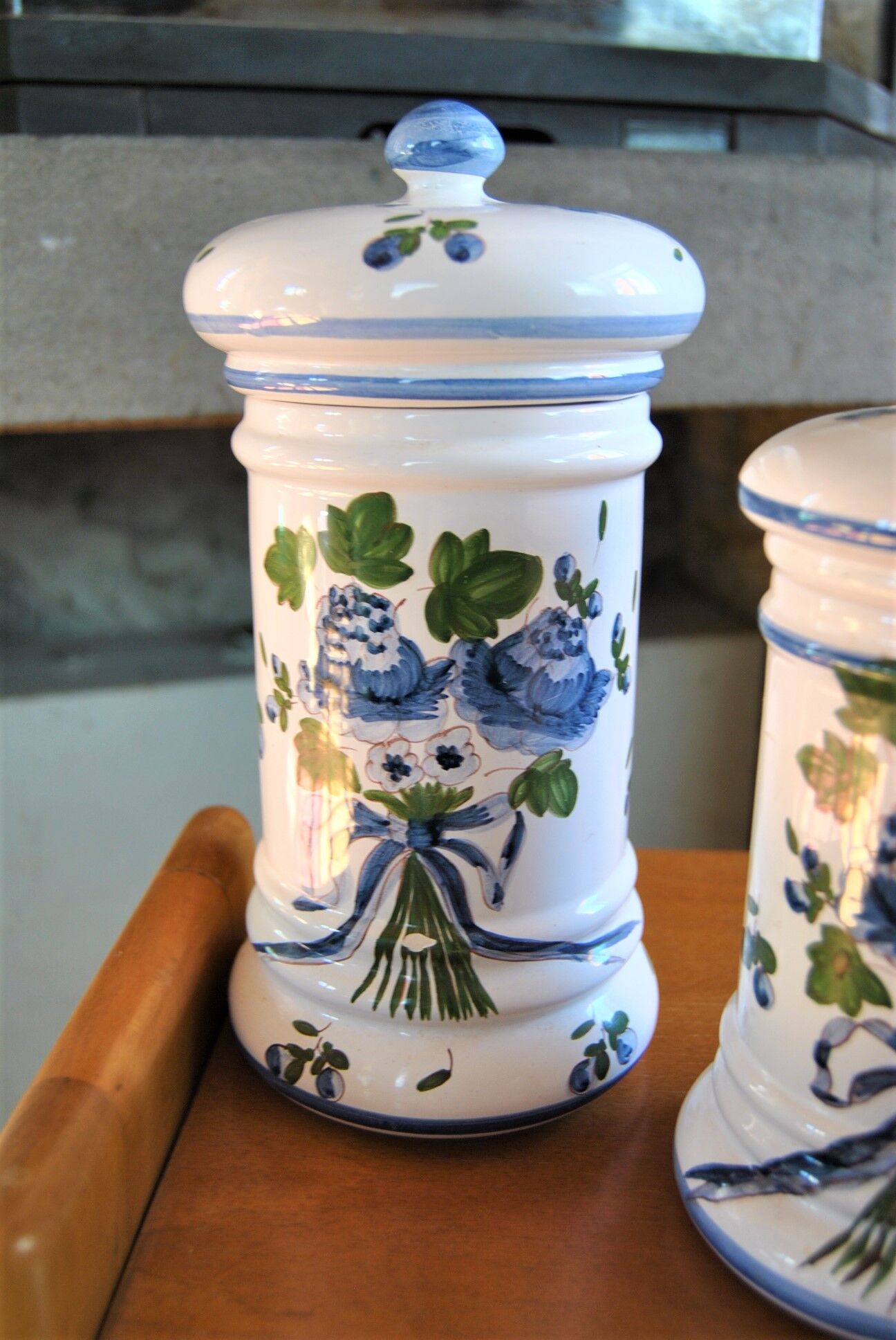 Set of 3 hand-painted cotton pots