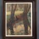 Oil on panel by Feldkricher 1942 undergrowth and river XXth
