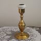 Vintage French Round Brass Table Lamp With Beige and Gold Shade