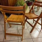 Pair of vintage folding wooden chairs