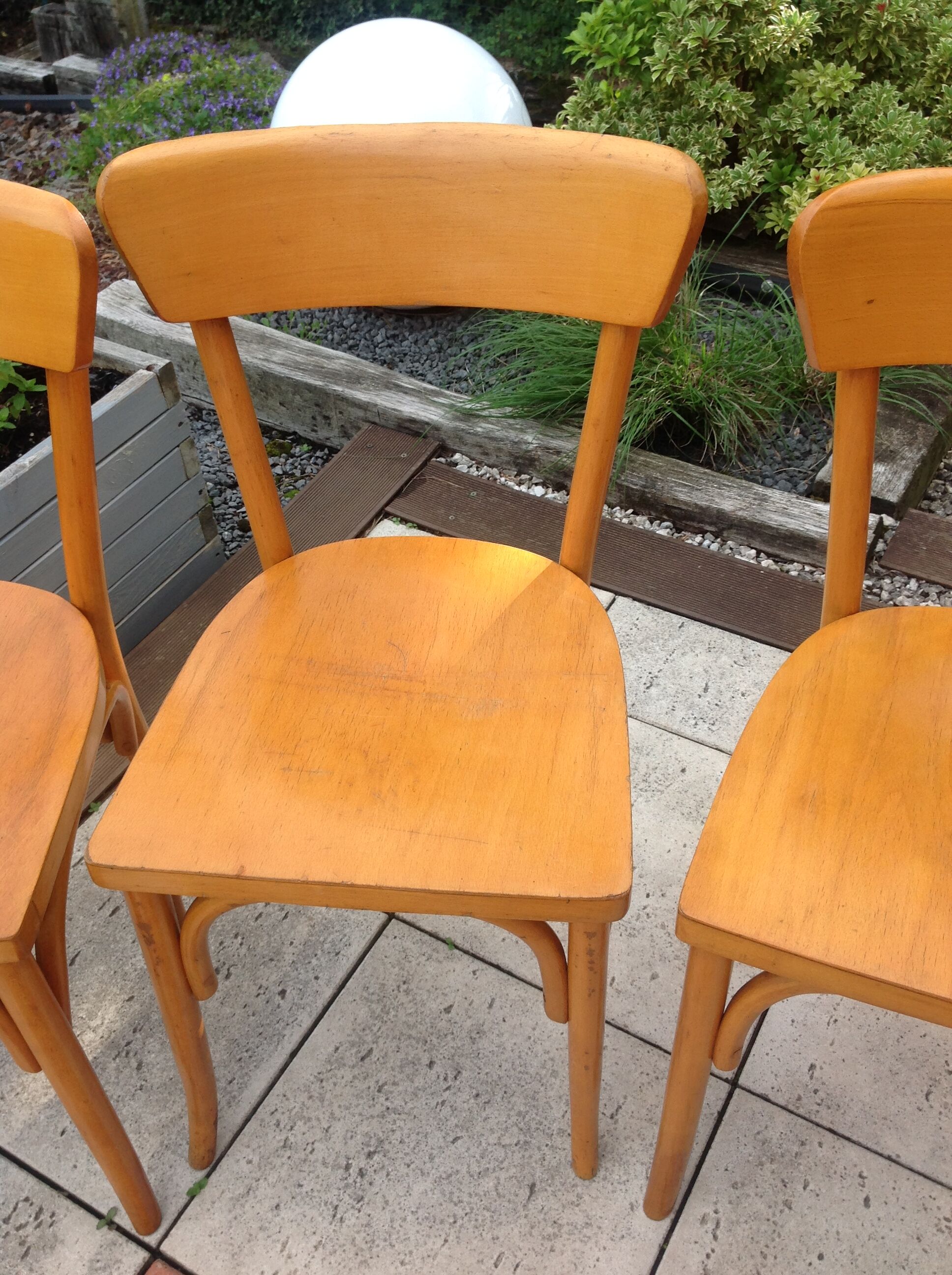 Suite of five bistro chairs feet with hoops / vintage 50s-60s