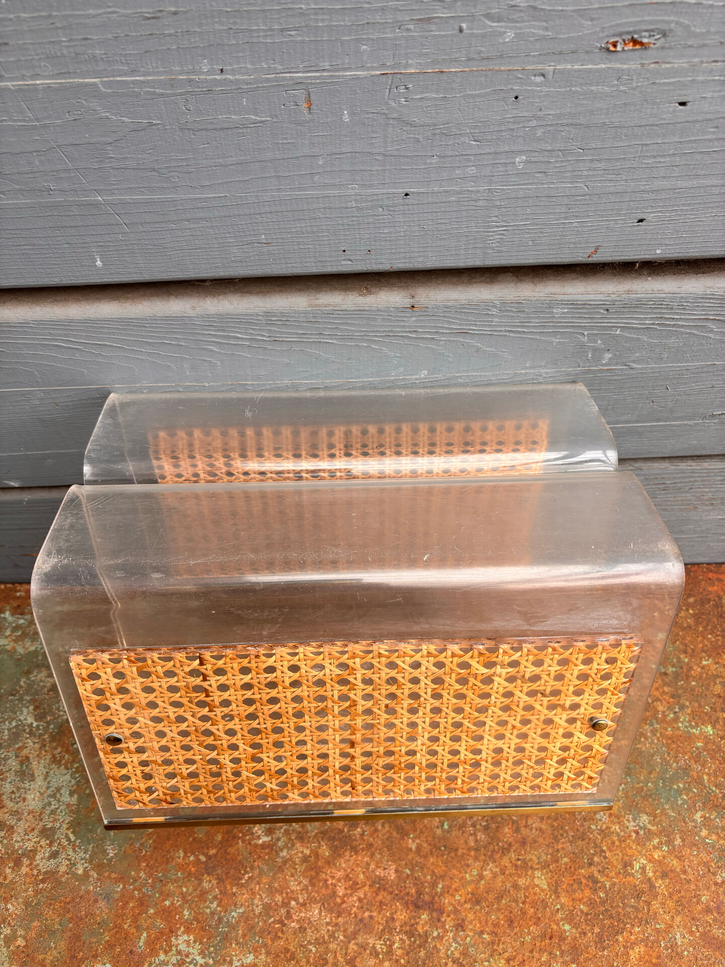 Vintage 70s magazine rack in plexiglass. Home Dior