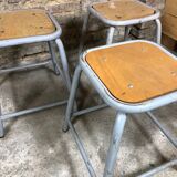 Iron and gray wood stool