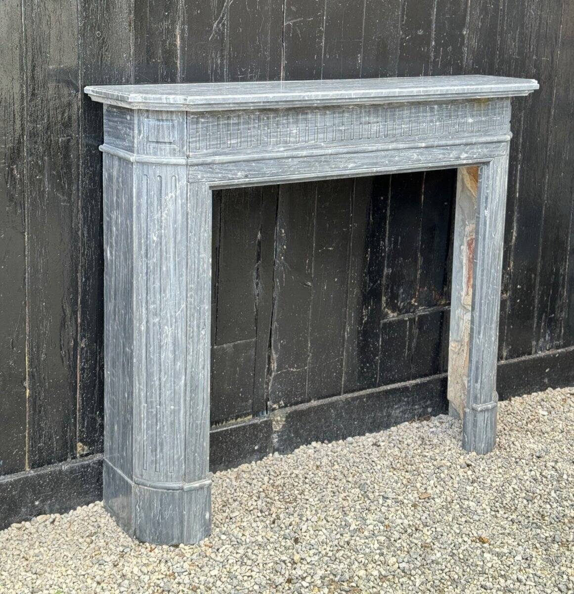 Half-moon Louis XVI Style Fireplace In Turquin Blue Marble Circa 1900