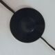 50s oak lamp lamp with hand-painted silk tablet and lampshade