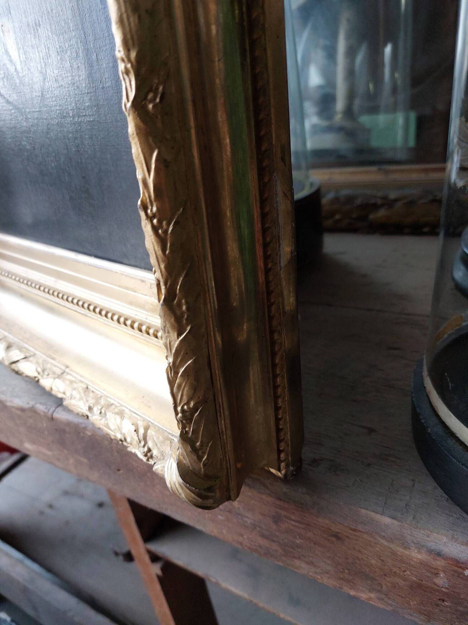 Painting Portrait of an ancient man 19th with gilded wooden frame