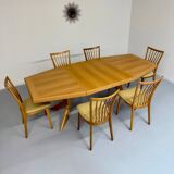 Antique octagonal solid wood extendable table, Girsberger design