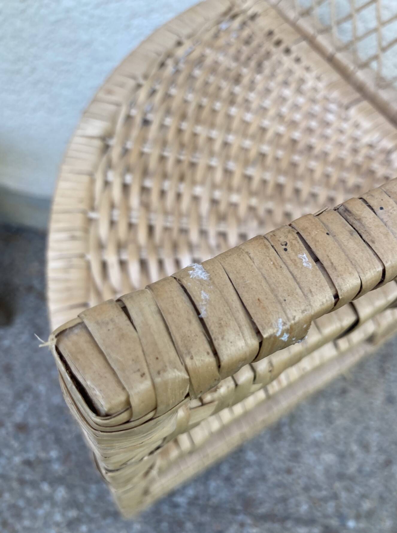 Vintage rattan corner shelf