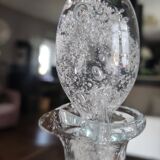 Wine carafe, vintage decanter in hand-blown Hartzviller bubbled crystal