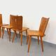 Set of 4 vintage brutalist wooden chairs from the 60s