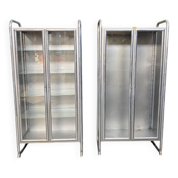 2x vintage italian medical display cabinets from profa - padua