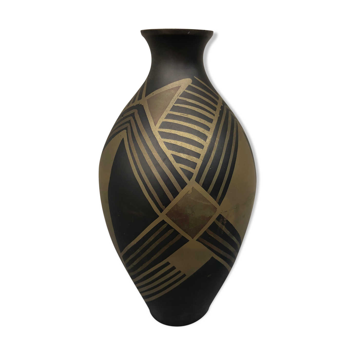 Vase art deco en dinanderie travail français vers 1930 1940