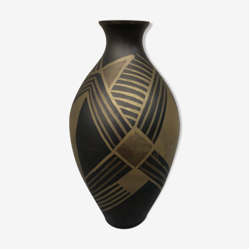 Vase art deco en dinanderie travail français vers 1930 1940