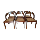 Chaises Baumann modèle Gondole scandinave bois et cannage