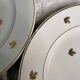 11 plates in antique earthenware decorated with golden leaves and golden border