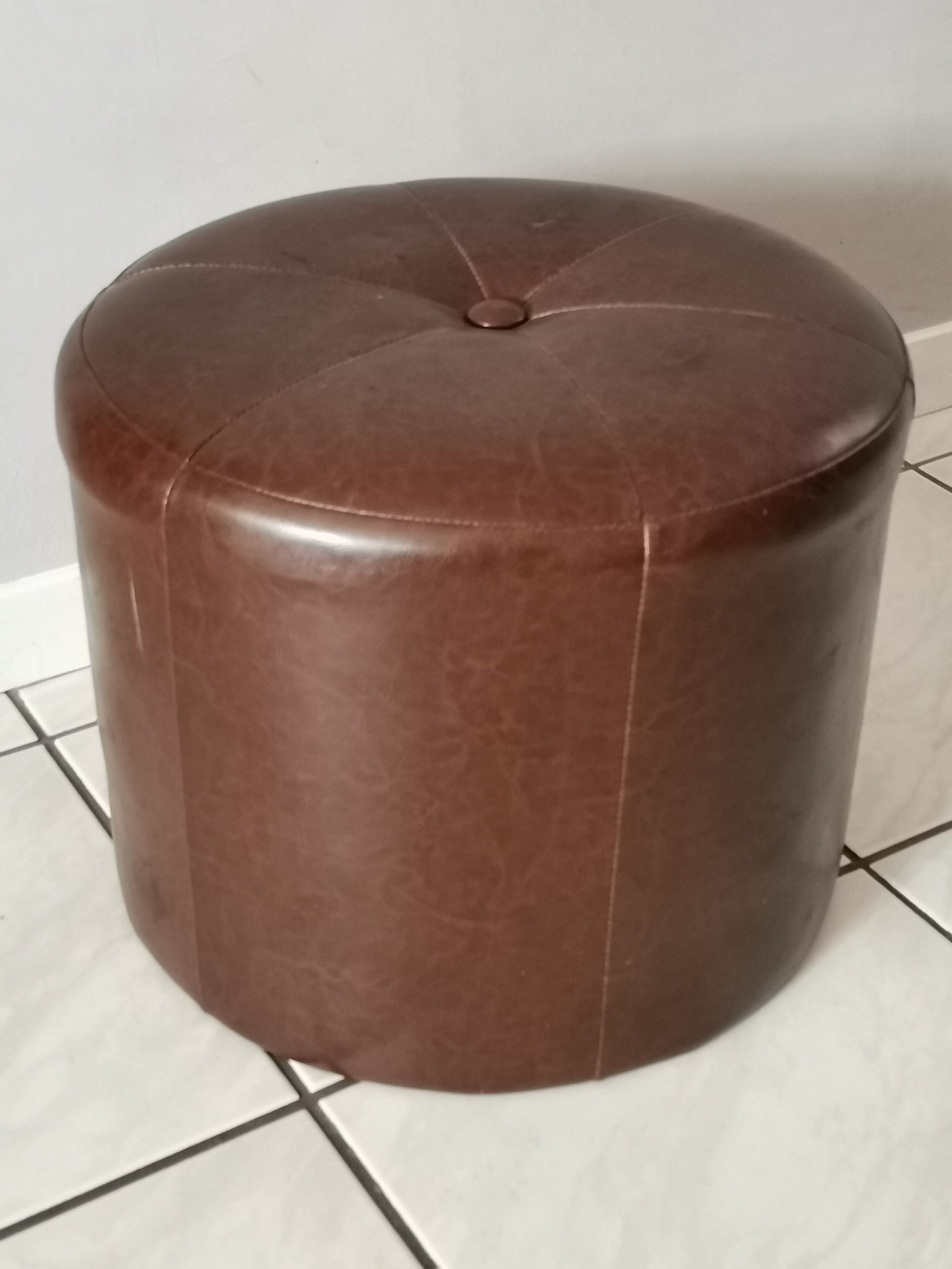 Pouf foot rest vintage leather