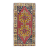 Vintage Turkish Oriental Rug. 100% Wool. Unique Hand Knotted Village Rug
