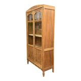 Parisian glass-fronted Art Deco wardrobe in solid raw walnut.