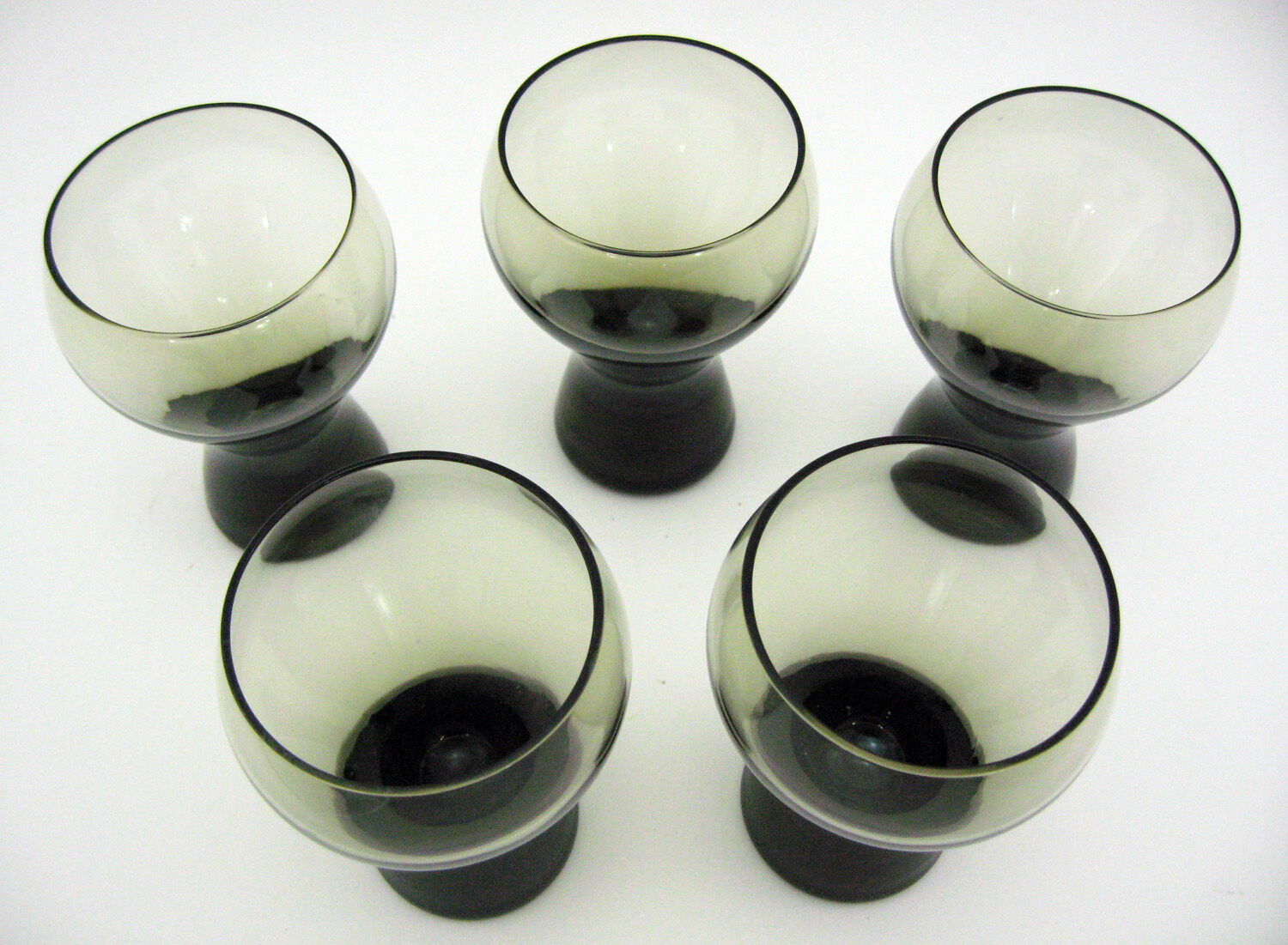5 cocktail glasses in brown smoked glass - Luminarc verrerie d'Arques France - vintage 70s