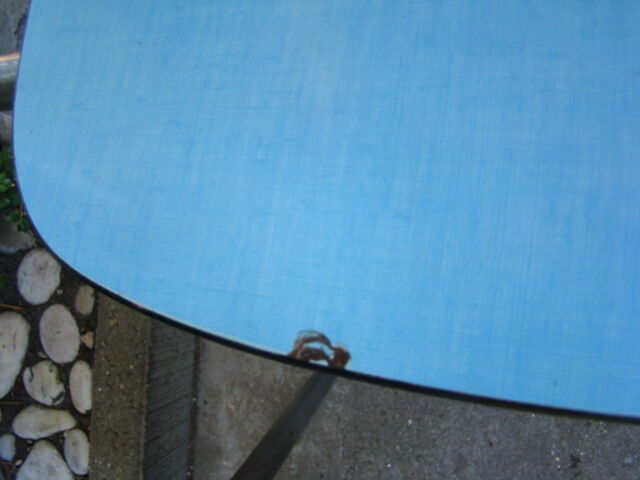 Set of three vintage blue formica chairs