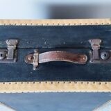 Old cabin trunk, wooden suitcase with compartments