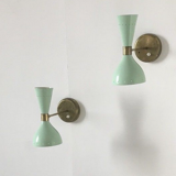 Pair Italian style years 50's Sconce Sage Green