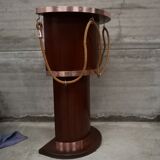 Dutch boat bar solid oak and red copper 1940 1950 art deco