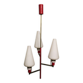 Italian brass and glass small chandelier, Stilnovo period 1950