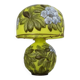 Table lamp in multilayer glass paste, adorned with a rich floral decoration.
