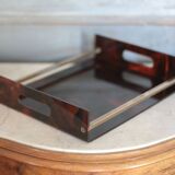 Plateau Maison Mercier imitant l'écaille de tortue, années 70