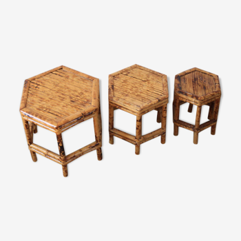 Trio de tables gigognes en bambou