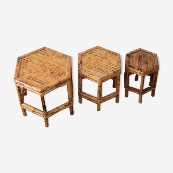 Trio of bamboo tables