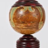 Decorative Kokeshi doll sculpture from northern Japan, hand-painted, signed.