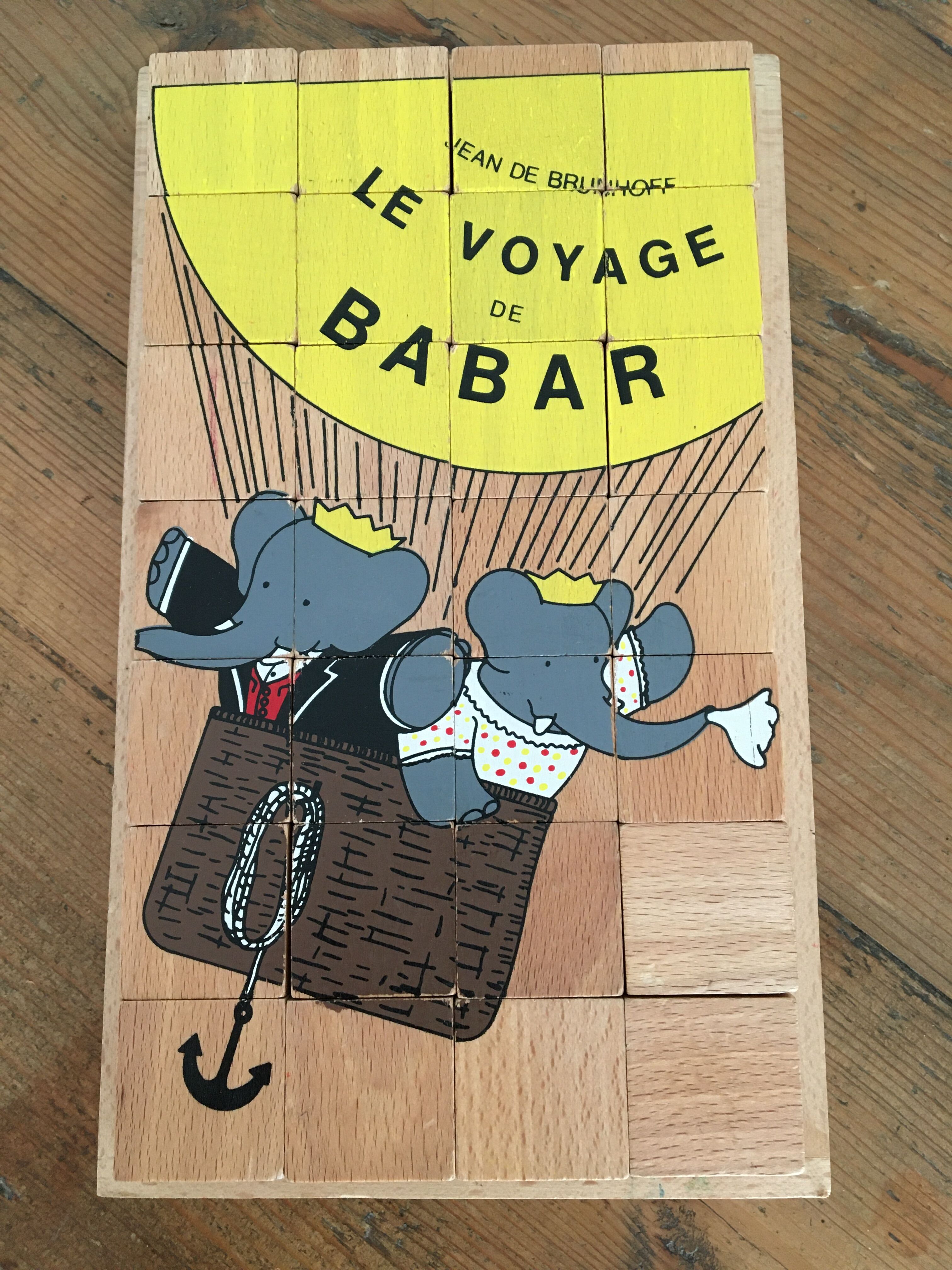 Vintage wooden puzzle babar