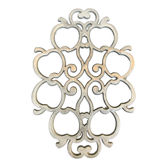 Pewter trivet, vintage apples model