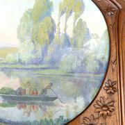 Important Carved Walnut Trumeau Mirror, Art Nouveau, France, Circa 1900